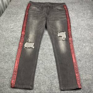 INC Jeans Women's Size 33x30 Distressed STOCKHOLM SKINNY FIT Gray Wash Y2k